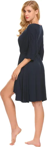 Miniatura 6 de Ekouaer Vestido de maternidad 3 en 1 para maternidad, trabajo de parto y lactancia, camisón de enfermería, ropa de dormir para lactancia, tallas S a
