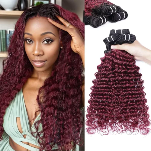 Miniatura 23 de Manojos de cabello humano ondulado profundo de 12, 14, 16 pulgadas, paquetes de ondas de agua, 100% sin procesar, 10A, cabello humano virgen