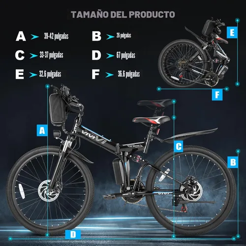 Miniatura 3 de Vivi Electric Bike for Adults, 750W Rated Folding Electric Mountain Bike 26'' Commuter Ebike 20MPH Foldable Ebike Adult Electric Bicycles with