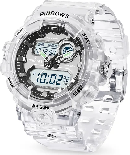 Reloj deportivo digital para mujer, 7 colores, luz LED, pantalla digital analógica, impermeable, con alarma, cronómetro, timbre por hora, relojes de