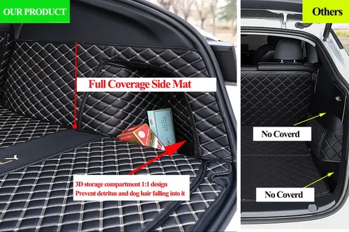 Miniatura 5 de Compatible con Porsche Macan (modelo de combustible), alfombrilla de maletero + protector de asiento trasero + cubierta de lados altos, alfombrilla