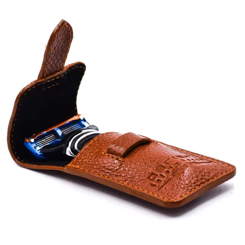Miniatura 3 de Parker Travel Fusion - Maquinilla de afeitar compacta de 2.75 pulgadas estilo fusión con lujosa funda de cuero para silla de montar y 1 hoja
