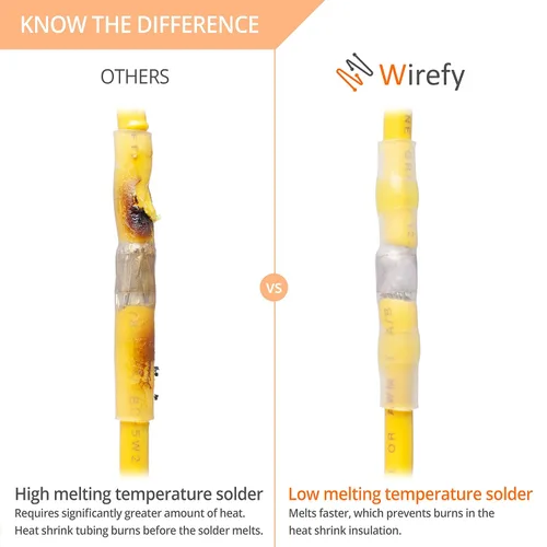 Miniatura 5 de Wirefy 150 conectores de alambre para sello de soldadura, conectores a tope de soldadura termorretráctiles, mangas de soldadura impermeables