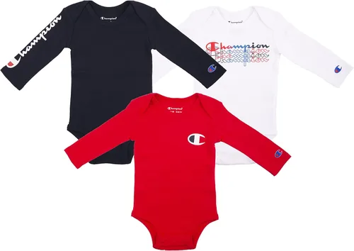 Champion Champion - Conjunto de camiseta unisex de manga corta o larga para bebé, paquete de 3, paquete de 3, en varios colores, color azul, 0-6 de