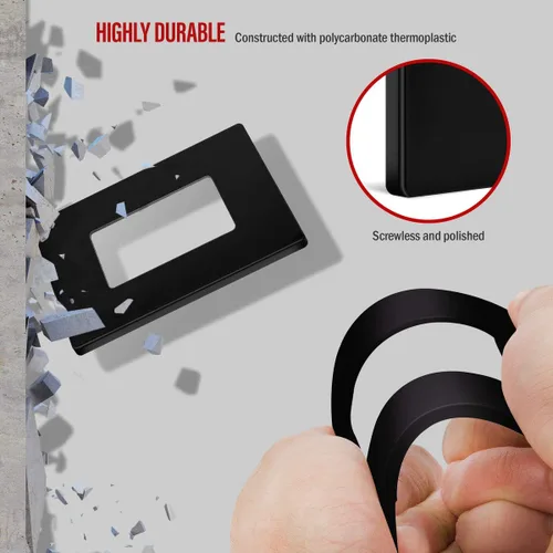 Miniatura 3 de ENERLITES - SI8831-BK-SL Placa de pared decorativa sin tornillos, cubierta de salida segura para niños, tamaño 1-Gang 4.68 pulgadas de alto x 2.93
