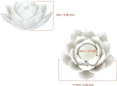 Miniatura 8 de Cerámica Lotus Petals Style Flower Candle Holder Tea Lights Holder Hogar & Decoración de mesa (blanco)
