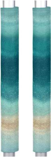 Miniatura 11 de Pardick Juego de 2 cubiertas para manija de puerta de refrigerador, diseño de hoja de limón amarillo lavable, protector decorativo para manija