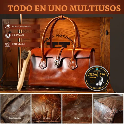 Miniatura 6 de Feilove Acondicionador y limpiador de cuero con aceite de visón 4 en 1, 3.52 onzas, fórmula impermeable prémium para botas y zapatos