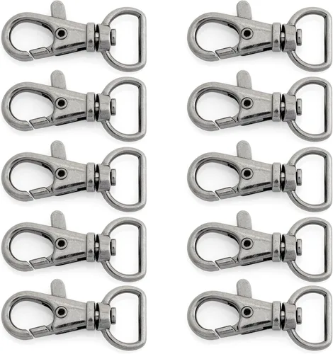 Miniatura 10 de 20 ganchos giratorios de pinza de langosta para hacer bolsos, clip de cordón de macramé CSPS (5/8 pulgadas, plateado)