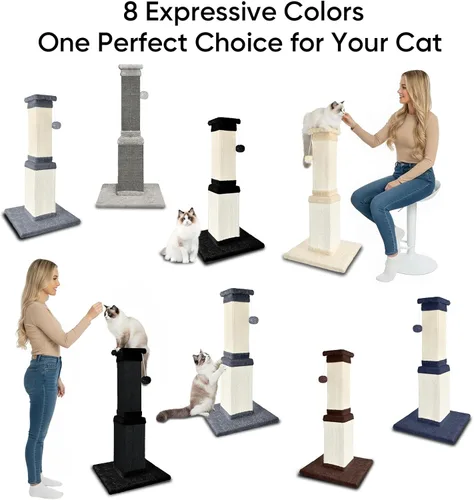 Miniatura 8 de Poste rascador para gatos grandes, rascador de gatos para gatos de interior y adultos, poste rascador de sisal resistente para proteger muebles, 32