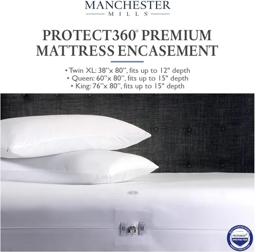 Miniatura 7 de Manchester Mills Protect360 - Funda y protector de colchón de alta calidad, tamaño King, protección del producto Microban, poliéster tejido