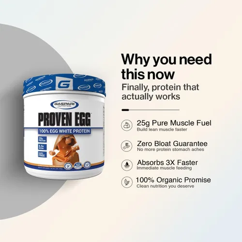 Miniatura 2 de Gaspari Nutrition Proven Egg, 100% Proteína de Clara de Huevo, 25g de Proteína, Apto para Keto, Libre de Lácteos y Lactosa, Libre de Soja
