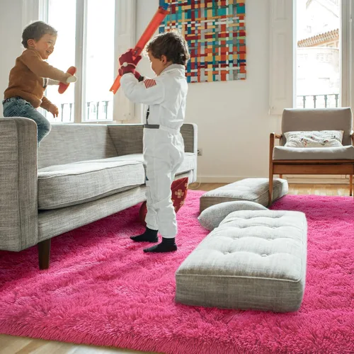 Miniatura 6 de Amearea Alfombra de Área Peluda Esponjosa para Dormitorio de Niñas Sala de Estar, Extra Suave y Difusa Alfombras Peludas, Antideslizante, Alfombra