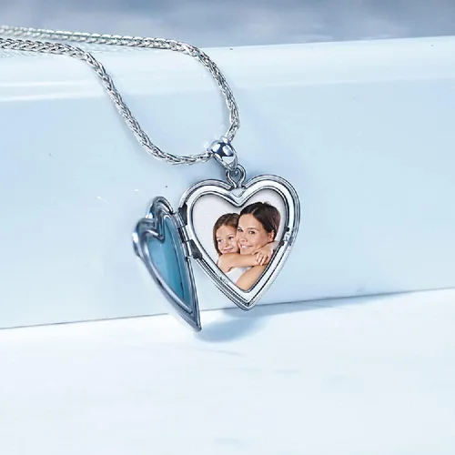 Miniatura 8 de Collar con medallón de fotos en forma de corazón, 34 pulgadas x 34 pulgadas, incluye cadena de 18 pulgadas, collares personalizados para mujeres