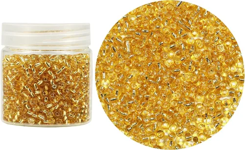 Miniatura 35 de Bala&Fillic Cuentas de semillas de vidrio sueltas de color amarillo claro opaco de 0.157 in, alrededor de 1400 piezas/3.88 oz en caja 6/0, cuentas