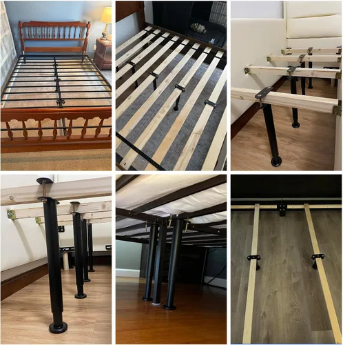 Miniatura 7 de 4 patas de soporte de cama de altura ajustable, patas de soporte de metal de 6 a 9 pulgadas debajo del marco de la cama, piezas de repuesto de patas