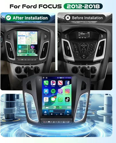 Miniatura 2 de 4G+64G Radio de Coche Android Estéreo Vertical para 2012 2013 2014 2015 2016 2017 2018 Ford Focus, CarPlay Inalámbrico Android Auto HD IPS Pantalla