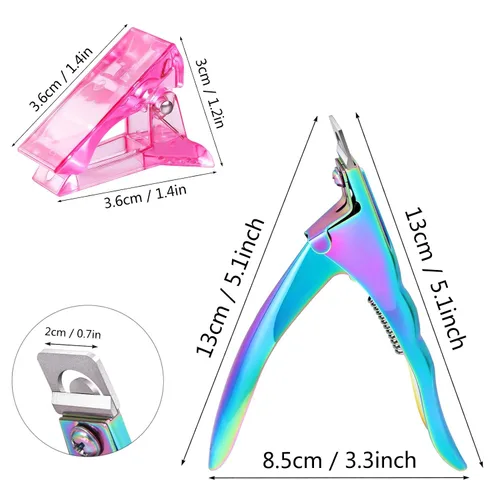 Miniatura 2 de 6 piezas de polygel de construcción rápida puntas de uñas clip rosa transparente extensión de dedo UV LED constructor puntas de uñas clips con 1