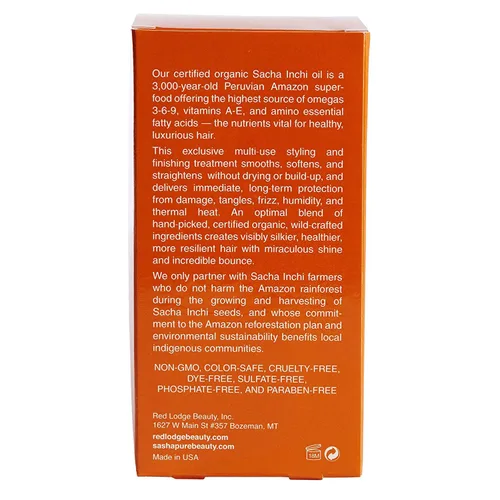 Miniatura 2 de Sashapure Tratamiento capilar suavizante y brillante con aceite de Sacha Inchi, elimina el encrespamiento, protección térmica, peinado y acabado