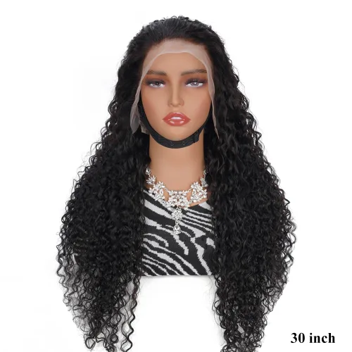 Miniatura 24 de Pelucas con malla frontal de onda profunda 13x4, cabello humano pre-sacado, 180% de densidad, 9A, sin pegamento, pelucas de cabello humano mojadas