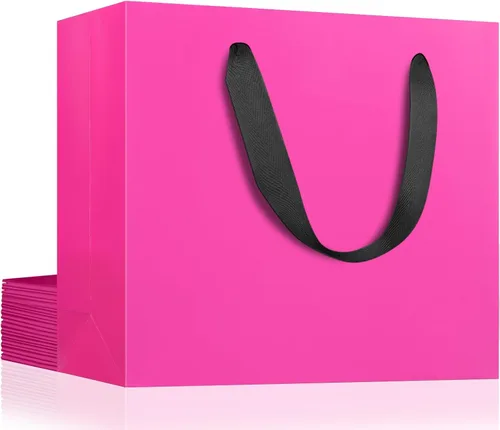 Miniatura 8 de EUSOAR Bolsas de papel de estraza para regalo, paquete de 12 bolsas de papel kraft de 10.6 x 3.1 x 8.3 pulgadas con asas, bolsas resistentes