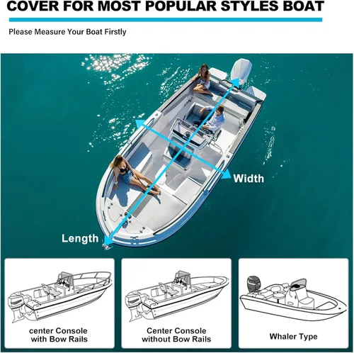 Miniatura 7 de Cubierta impermeable para consola central de barco de 16 a 18 pies, lona de poliéster de grado marino 1300D resistente de 16 pies 17 pies y 18 pies