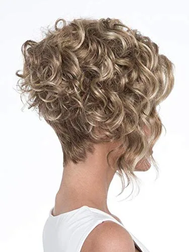 Miniatura 6 de Kelsey - Peluca de color negro – Envy Wigs de 11 pulgadas con ángulo asimétrico Bob largo delicioso rizos coquetos sintético monofilamento superior