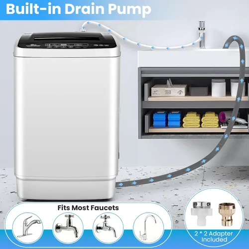 Miniatura 8 de Nictemaw Lavadora portátil de 20 libras, lavadora de carga superior completamente automática de 2.8 pies cúbicos con 4 programas, 4 niveles de agua