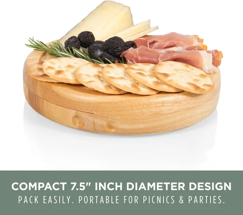 Miniatura 4 de PICNIC TIME Juego de tabla y cuchillos de queso Brie, juego de tablas de charcutería con herramientas de acero inoxidable y ranura para jugo, plato