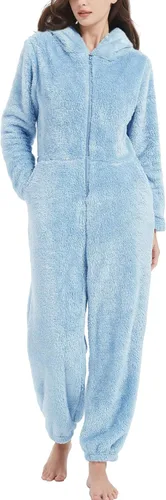 Miniatura 2 de COZYPOIN Pijama con capucha de forro polar para mujer, con cremallera, ropa de dormir con orejas