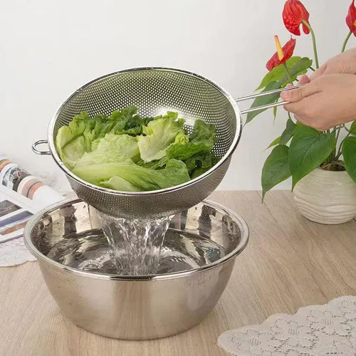 Miniatura 5 de Colador de acero inoxidable Colador de malla fina con mango largo, colador microperforado, colador de metal, colador de alimentos de cocina