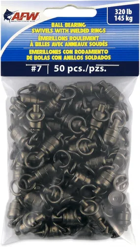 Miniatura 20 de AFW Solid Brass Ball Bearing Fishing Swivels with Double Welded Rings - Patented Bullet Shaped Head for Reduced Water Resistance, Black Finish