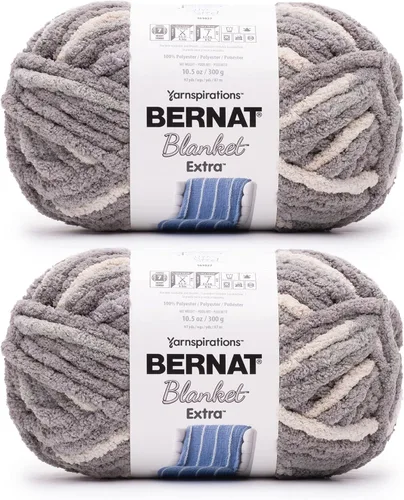 Miniatura 23 de Bernat - Estambre para mantas Extra Negro, 2 paquetes de 300g/10.5 onzas, poliéster, #7, jumbo, tejido de punto/ganchillo