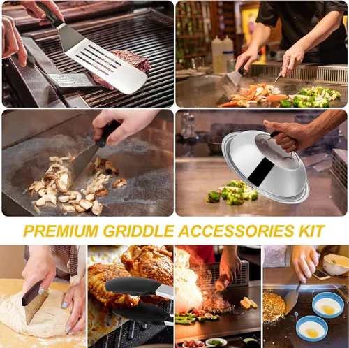 Miniatura 6 de Accesorios para plancha compatibles con Blackstone y Camp Chef, herramienta raspadora de plancha plana con cúpula de fusión para cocinar al aire