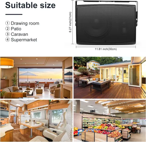 Miniatura 6 de STUDIOFINIX Altavoces Bluetooth para exteriores de 6.5 pulgadas, 400 W, impermeables, con cable, sistema de altavoces impermeables para montaje