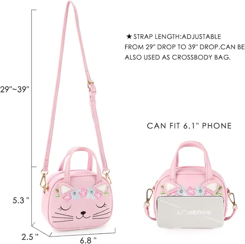 Miniatura 3 de mibasies Bolso para niñas pequeñas, bolsos de mano para niños de 3 a 8 años, Gato A3, Bolso de mano de animal