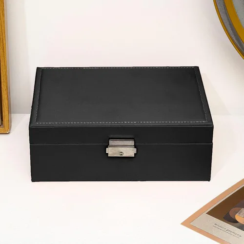 Miniatura 4 de ZUZOOQ ZUZ003A - Caja organizadora de joyas para mujeres y niñas, estuche de almacenamiento grande de 2 capas, soporte de exhibición de piel