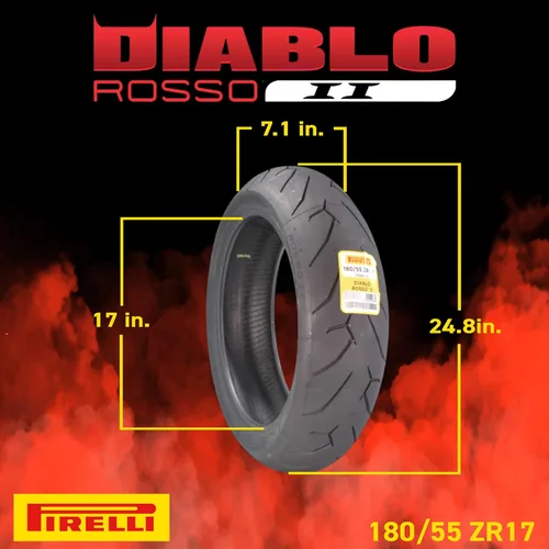 Miniatura 3 de Pirelli Diablo Rosso II 120/70 ZR 17 M/C (58W) TL (K) Delantero y 180/55 ZR 17 M/C (73W) TL Neumático trasero para motocicleta, juego de neumáticos