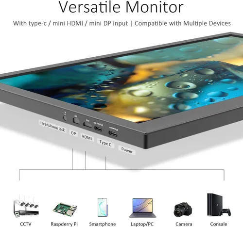 Miniatura 4 de Monitor portátil de 13.3 pulgadas 1080P USB-C HDMI Ultra Slim Monitor de viaje con cubierta protectora y altavoces, pantalla externa Plug & Play