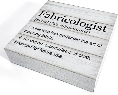 Miniatura 3 de Dumyum Caja de Signo de Madera Definición de Fabricologist Regalos para Amantes de la Costura Dumyum Signo Decorativo de Madera para Escritorio