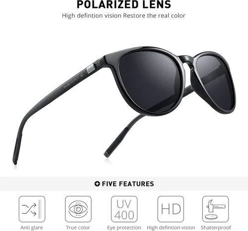 Miniatura 5 de MERRYS Polarized Sunglasses for Women Men Vintage Retro Classic Round Frame Aluminum Legs S8288