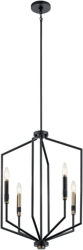 Miniatura 5 de Kichler Armand - Colgante de vestíbulo de 27 pulgadas con 4 luces en acabado negro y bronce
