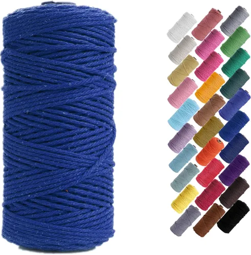 Miniatura 17 de HAPYLY - Cuerda de algodón natural para macramé, de 0.118 pulgadas x 109 yardas, cuerda de algodón de colores para manualidades, tejer, colgar