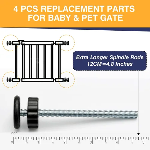 Miniatura 3 de 4 piezas de repuesto para puerta de bebé, varillas de eje de puerta de bebé de 0.315 in, kit de piezas de hardware para puertas de seguridad