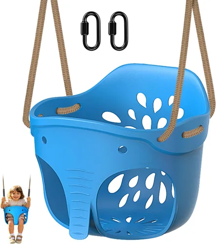 Miniatura 12 de SELEWARE Asiento de Columpio de Madera Colgante para Árbol para Niños, 100% Poliéster Cuerda Resistente a la Intemperie Estructura de Tubería