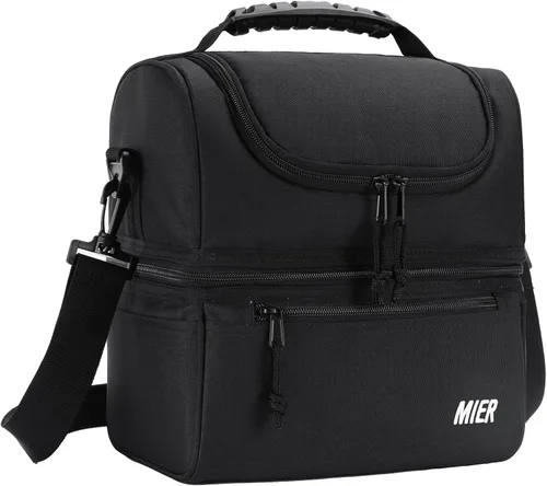 Miniatura 12 de MIER Lonchera con 2 compartimentos para hombres y mujeres, a prueba de fugas, aislada, para el trabajo, azul esteel, mediana azul (Bluesteel)