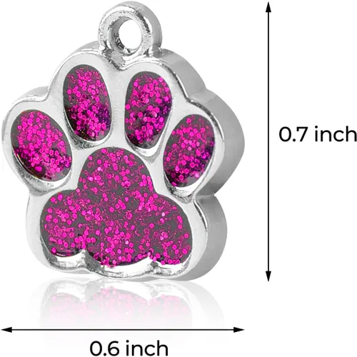 Miniatura 2 de AUEAR, Dijes con estampado de pata de perro y gato de animales, cuentas de cristal, botón a presión de huella de purpurina para collar y pulsera