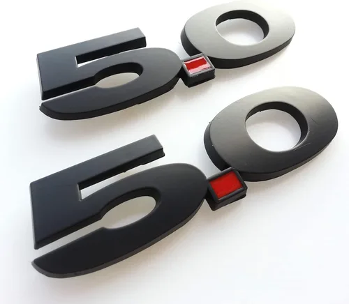 Miniatura 8 de 2 unidades (par) de placa de emblema para salpicadero lateral de puerta de 5.0 litros para Ford Mustang F150 GT - Negro completo (sin punto rojo)