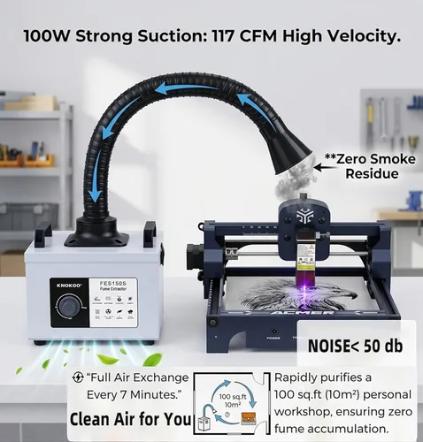 Miniatura 6 de FES150S - Extractor de humo de soldadura de 100 W, 200 m³/h (117 CFM) Potente absorbente de humo de succión con filtración H13 HEPA de 3 etapas