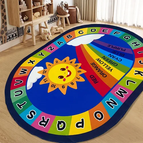 Miniatura 25 de USTIDE Alfombra ovalada para niños, 5 x 7 pulgadas, con letras del alfabeto ABC, alfombra educativa antideslizante, alfombra de juego para el aula